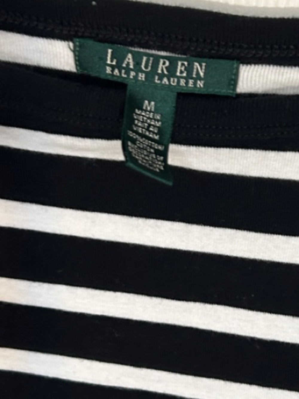 Ralph Lauren Boat Neckline Black and White Striped Cotton Knit Dress Medium - Picture 3 of 8